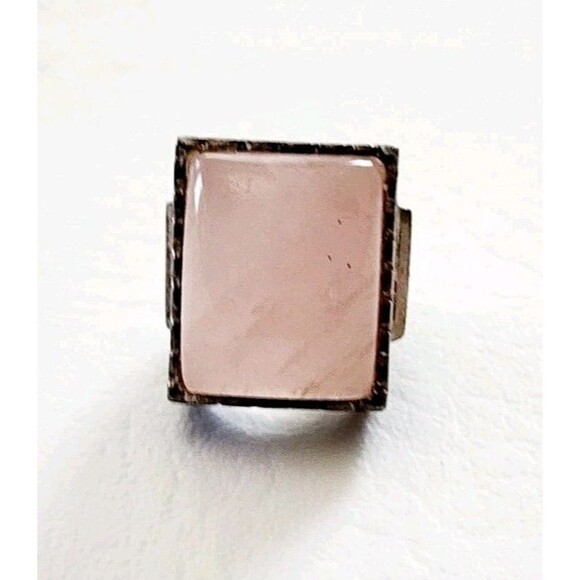 A.S Israel Sterling 925 Silver Large Rose Quartz Statement Ring Sz 5 22.42g - Picture 1 of 6